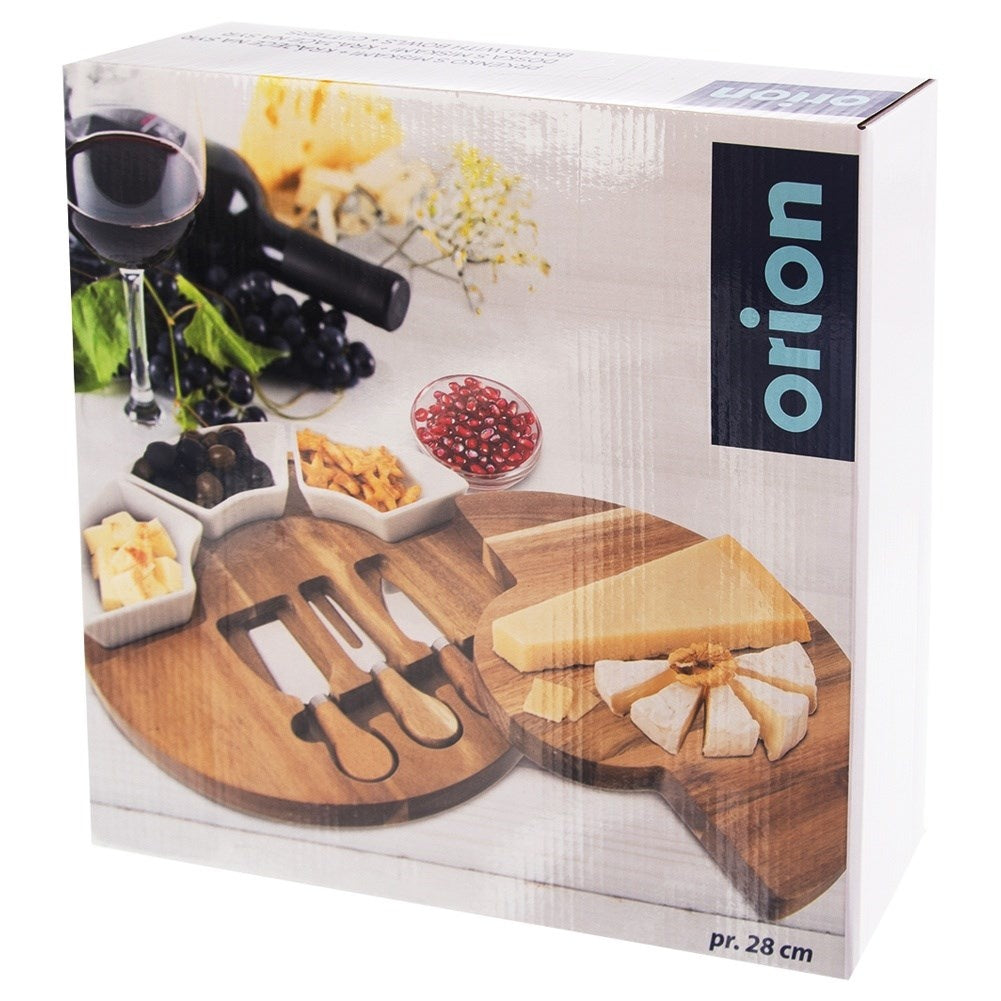 Extendable Cheese Tray with Knives and Ceramic Plates