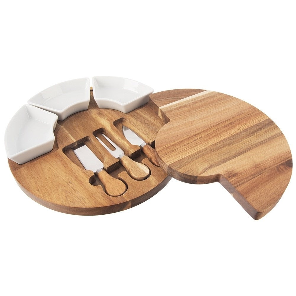 Extendable Cheese Tray with Knives and Ceramic Plates