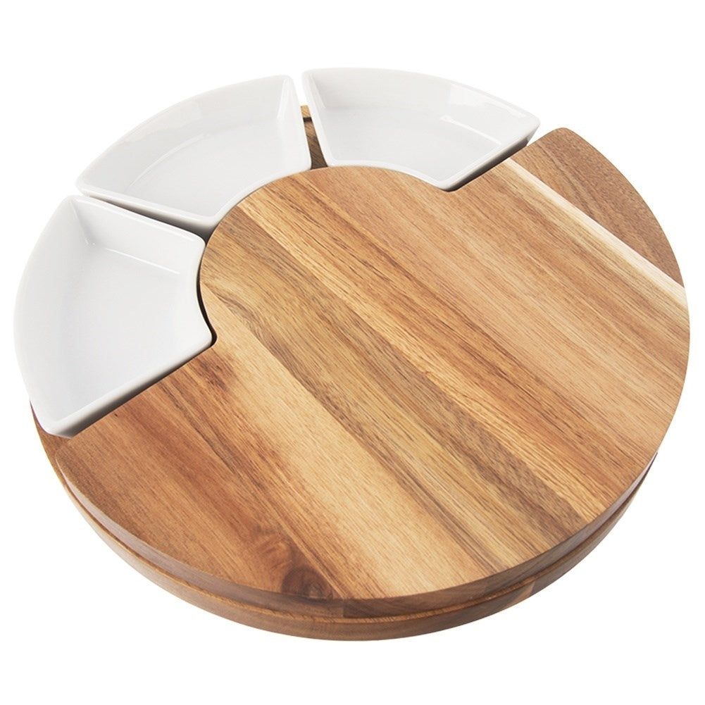 Extendable Cheese Tray with Knives and Ceramic Plates