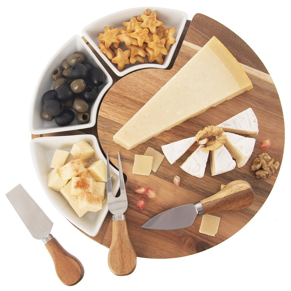 Extendable Cheese Tray with Knives and Ceramic Plates