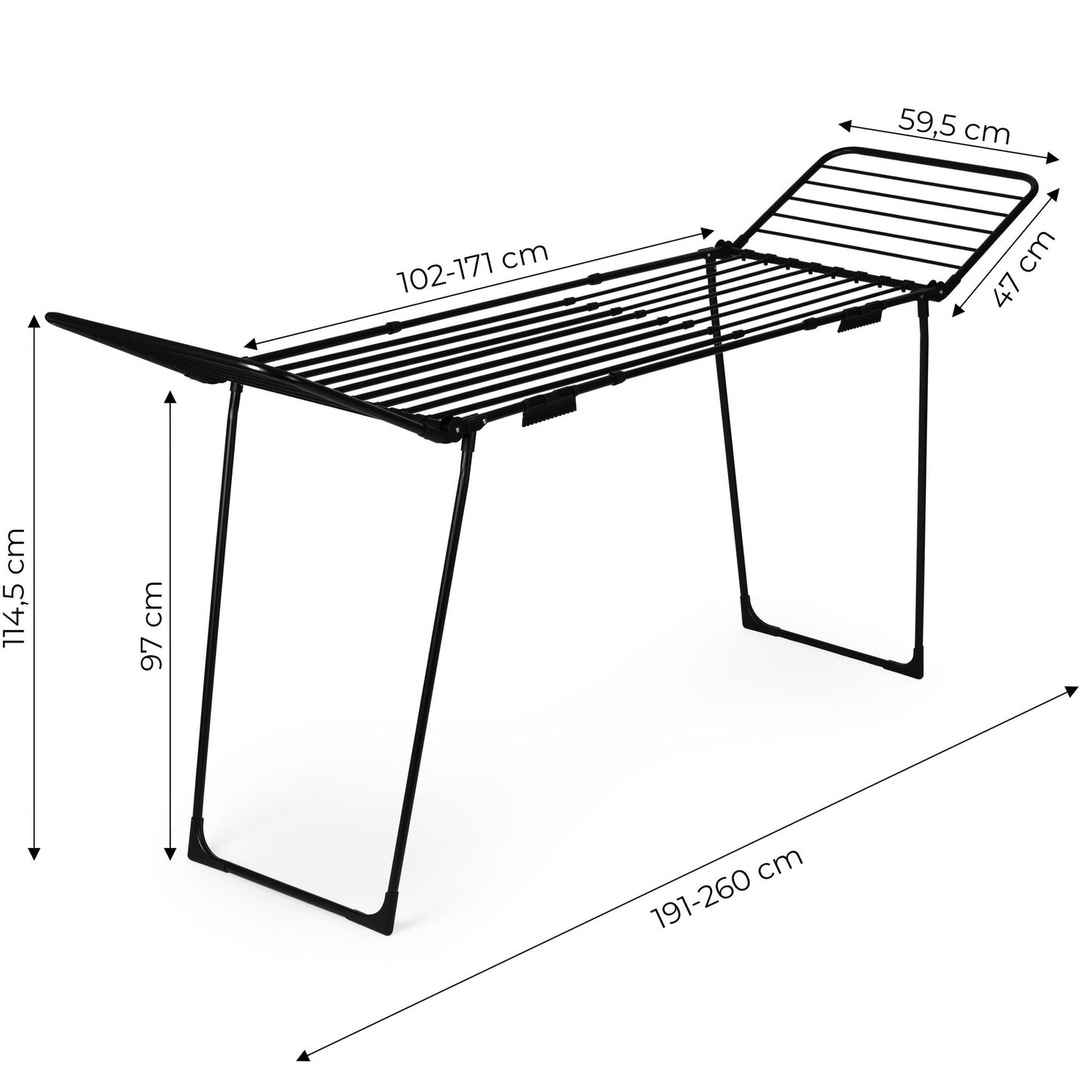 Extendable Clothes Drying Rack, 27m, Foldable, Black