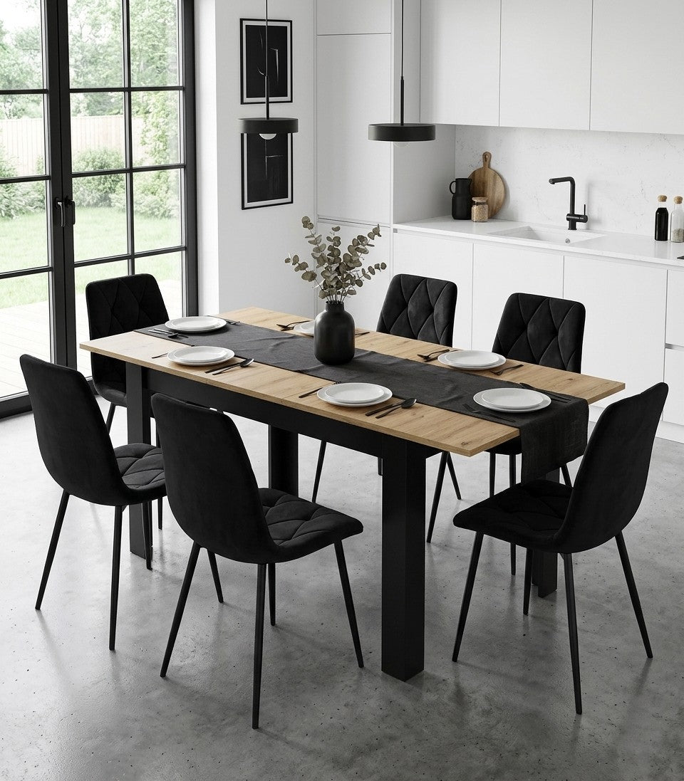 Extendable Dining Table 120–160 cm, Artisan Oak Finish