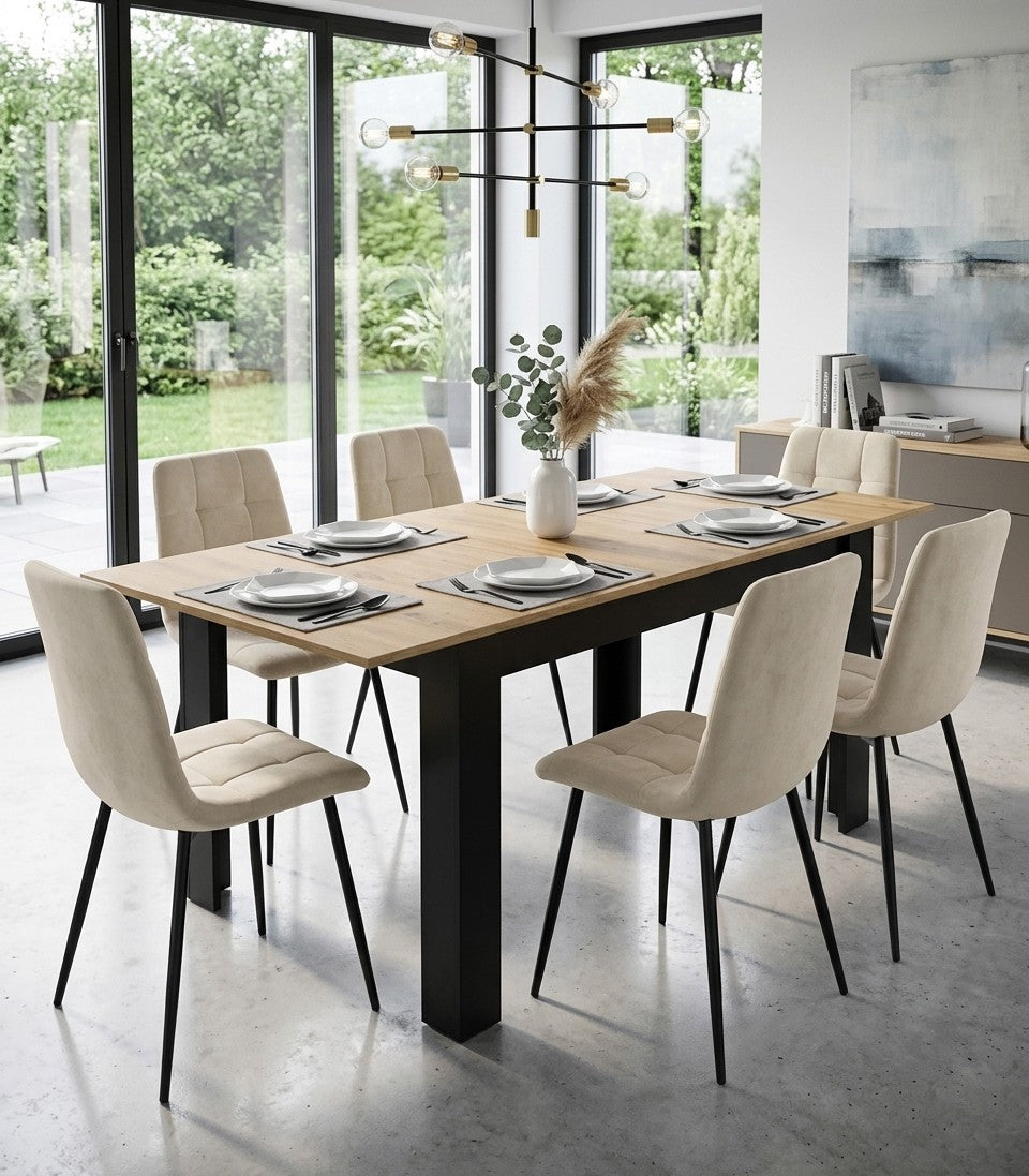 Extendable Dining Table 120–160 cm, Artisan Oak Finish