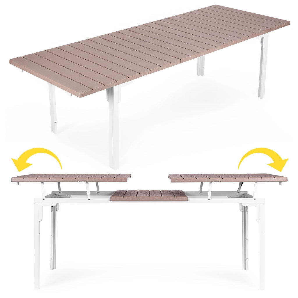 Extendable Garden Table for 12, 180–240 cm, Steel & HDPE