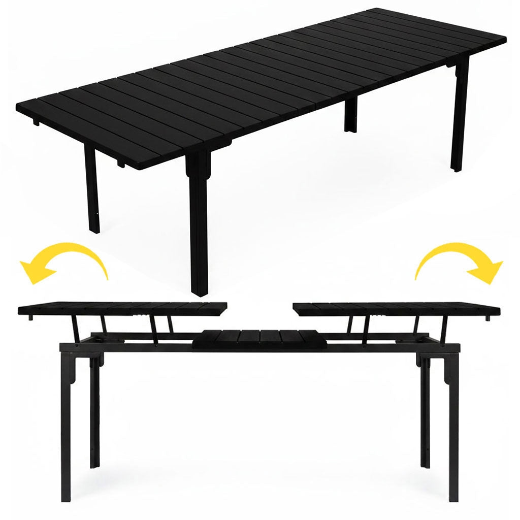 Extendable Garden Table for 12, 180–240 cm, Steel & HDPE