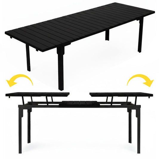 Extendable Garden Table for 12, 180–240 cm, Steel & HDPE