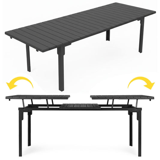 Extendable Garden Table for 12, 180–240 cm, Steel & HDPE