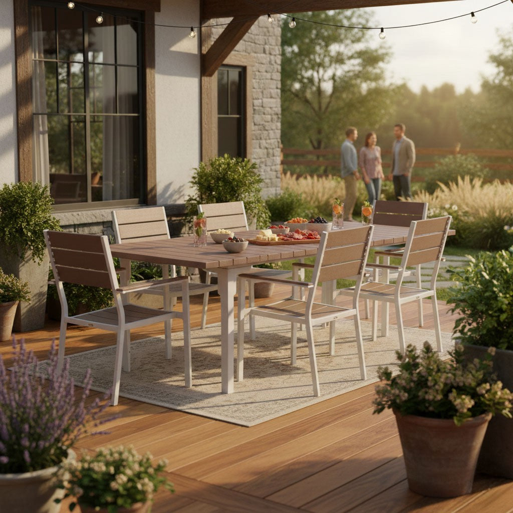 Extendable Garden Table for 12, 180–240 cm, Steel & HDPE