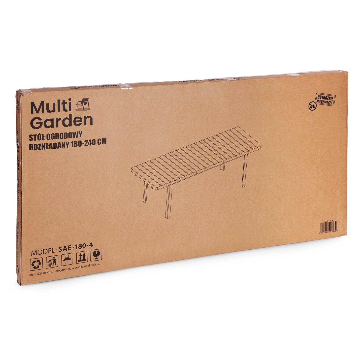 Extendable Garden Table for 12, 180–240 cm, Steel & HDPE