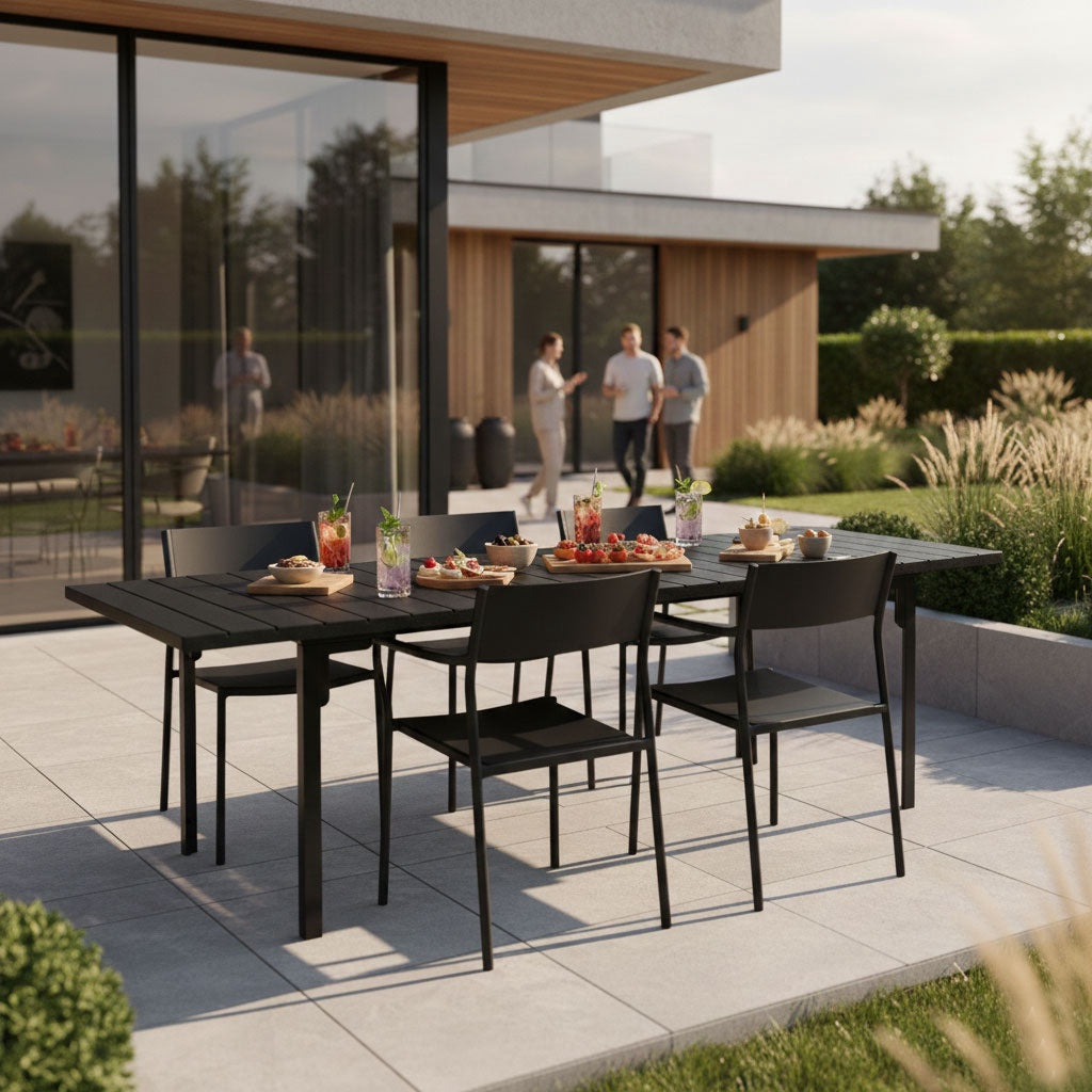 Extendable Garden Table for 12, 180–240 cm, Steel & HDPE