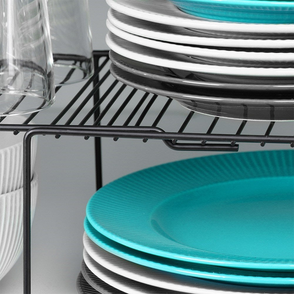 Extendable black metal kitchen shelf with adjustable length