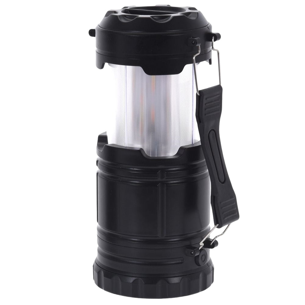 Extendable camping lamp with flashlight and flame candle