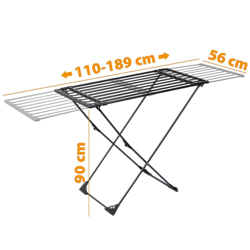 Extendable drying rack with adjustable drying surface 110-189 cm