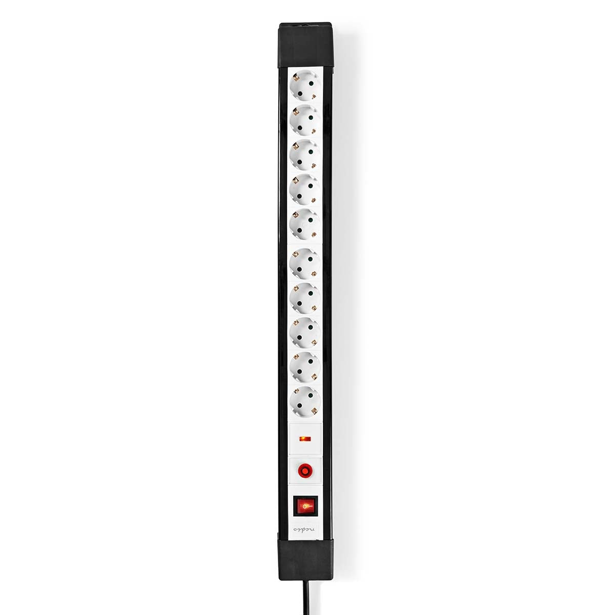 Extension Socket | Type F (CEE 7/7) | 10-Way | 3.00 m | 3680 W | 16 A | Kind of grounding: Side Contacts | 230 V AC 50/60 Hz | Socket angle: 45 ° | H05VV-F 3G1.5mm² | On/Off switch | Black