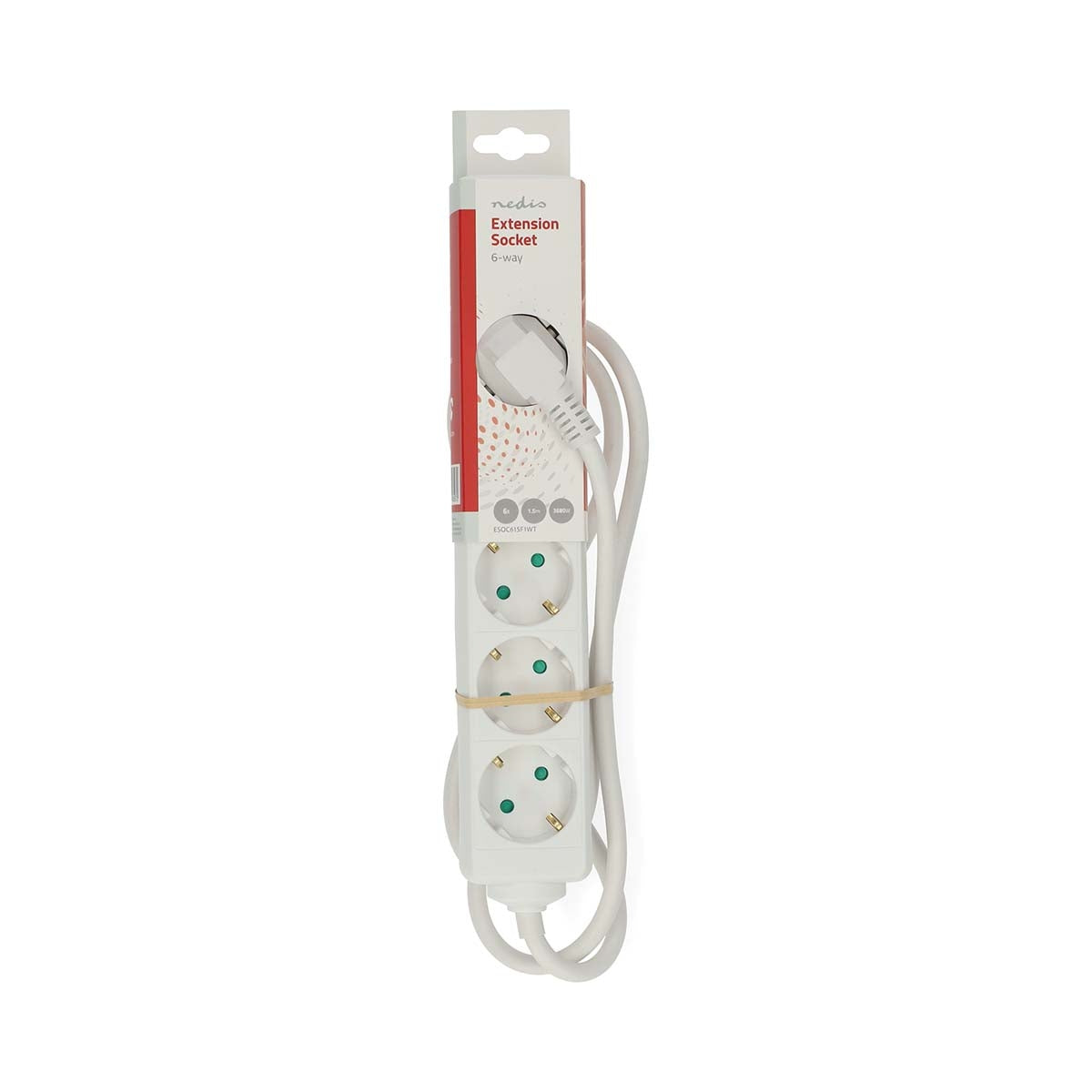 Extension Socket | Type F (CEE 7/7) | 6-Way | 1.50 m | 3680 W | 16 A | Kind of grounding: Side Contacts | 230 V AC 50/60 Hz | Socket angle: 45 ° | H05VV-F 3G1.5mm² | White