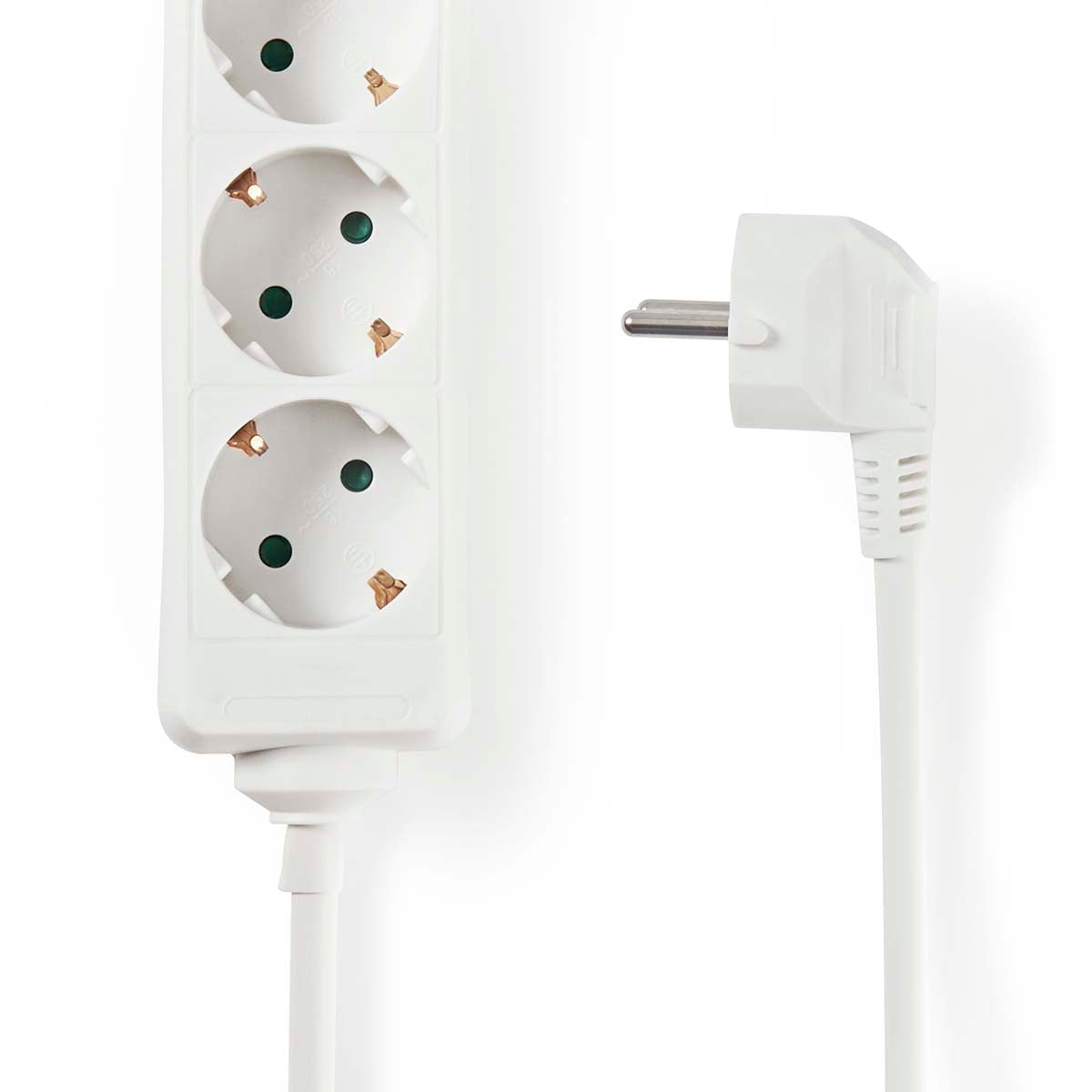 Extension Socket | Type F (CEE 7/7) | 6-Way | 1.50 m | 3680 W | 16 A | Kind of grounding: Side Contacts | 230 V AC 50/60 Hz | Socket angle: 45 ° | H05VV-F 3G1.5mm² | White