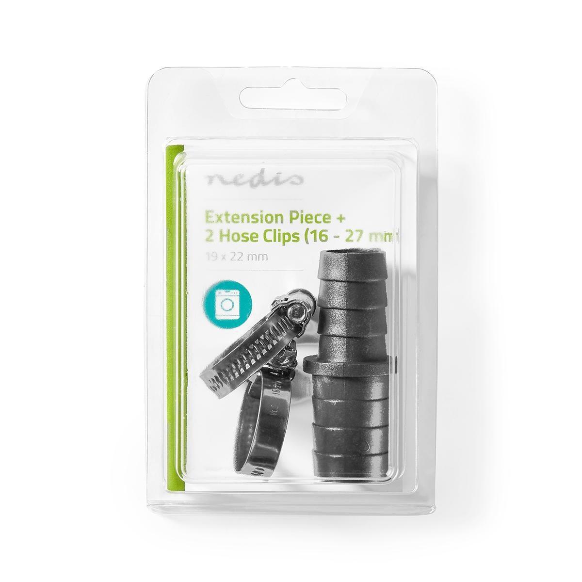 Extension piece with 2 hose clamps | 19mm | 22 mm | Grey/Metal