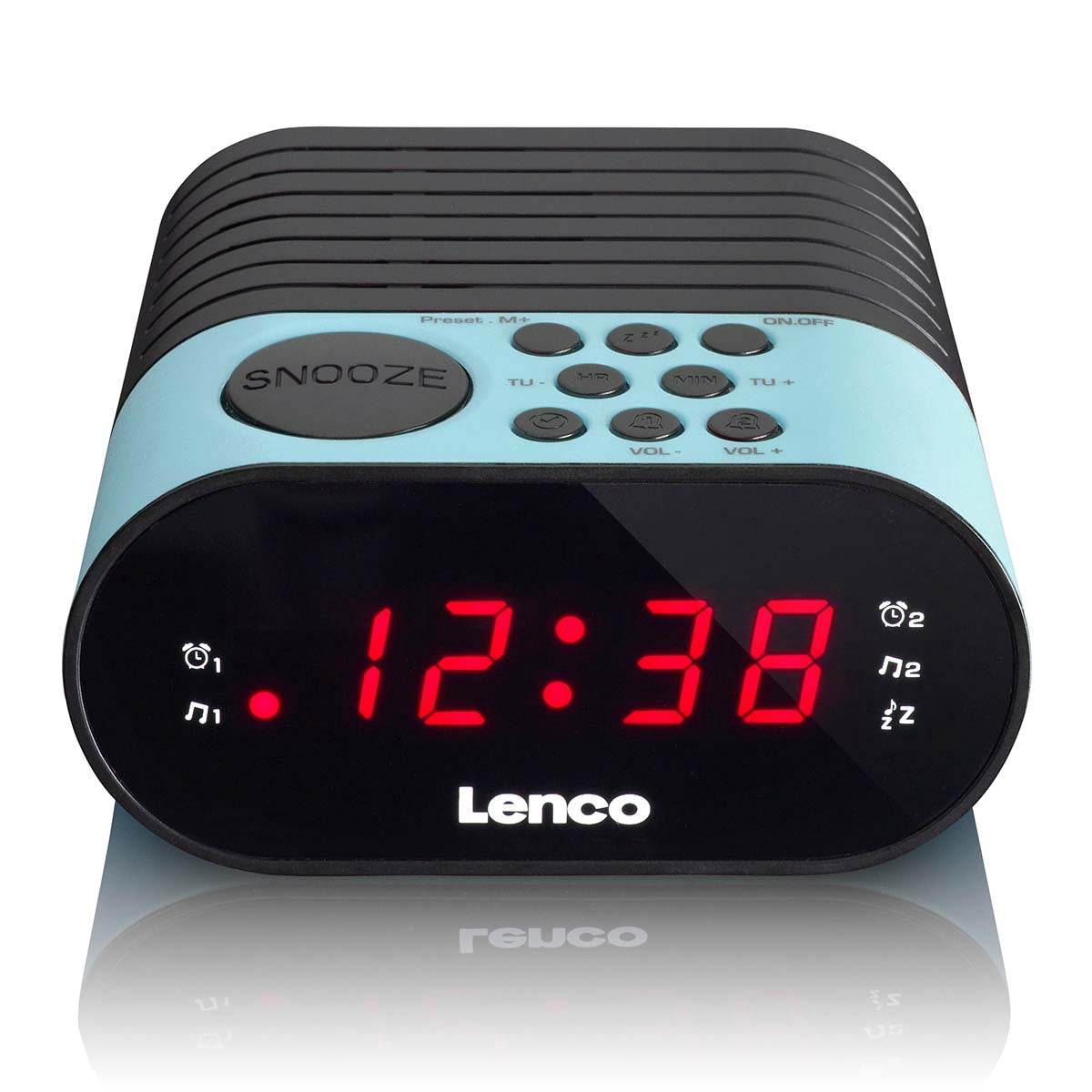 FM Clock Radio with Dual Alarm, LED Display, Blue