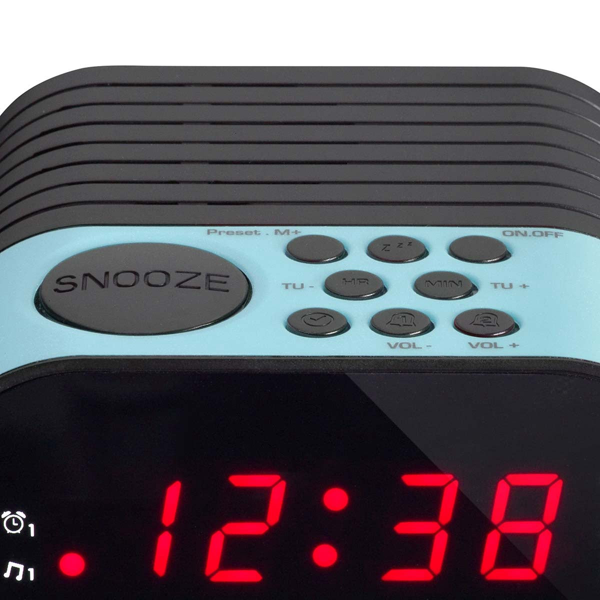 FM Clock Radio with Dual Alarm, LED Display, Blue