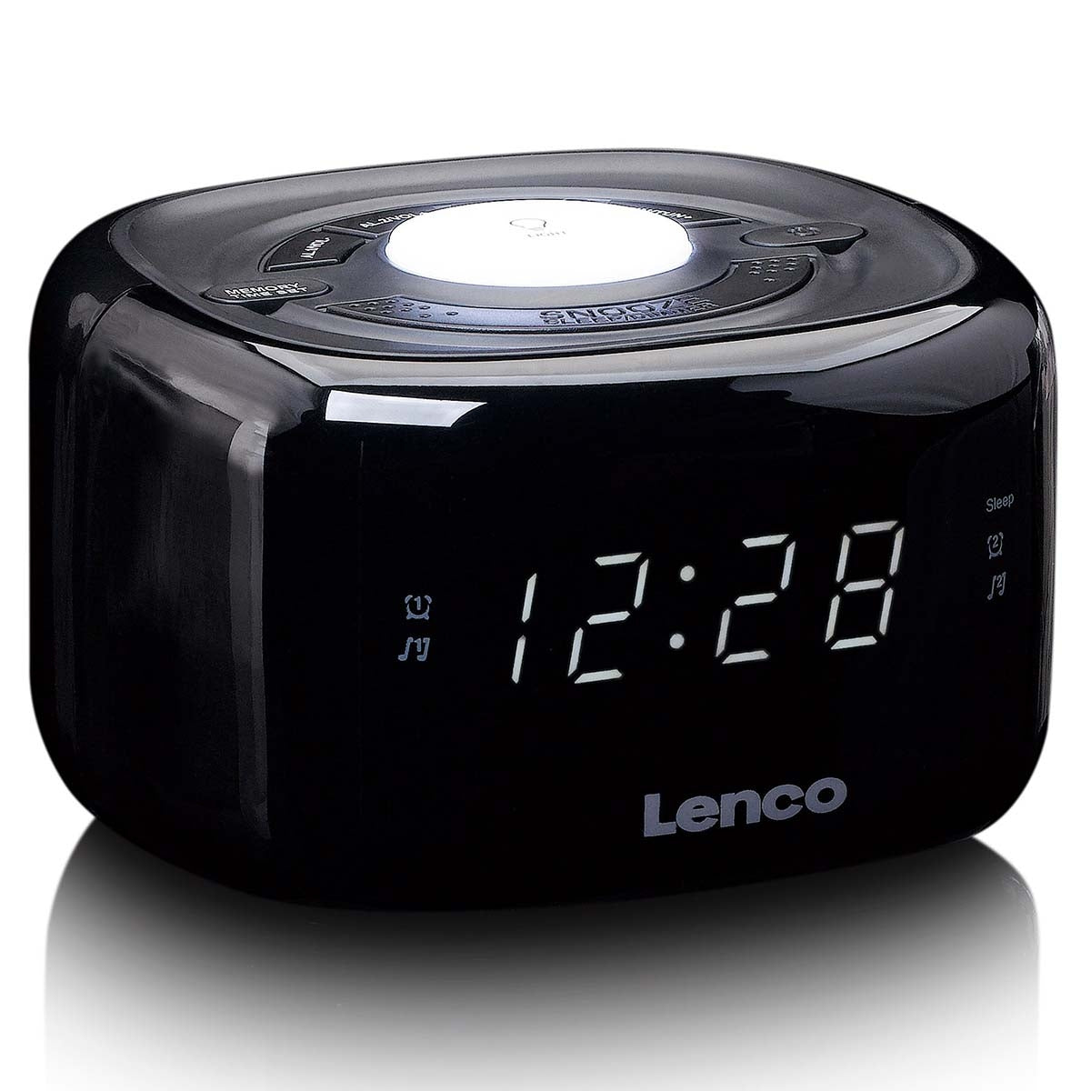 FM Clock Radio with Night Light Black