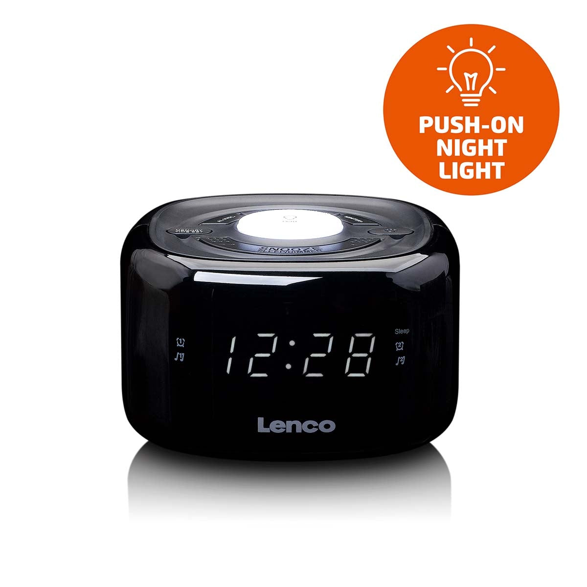 FM Clock Radio with Night Light Black