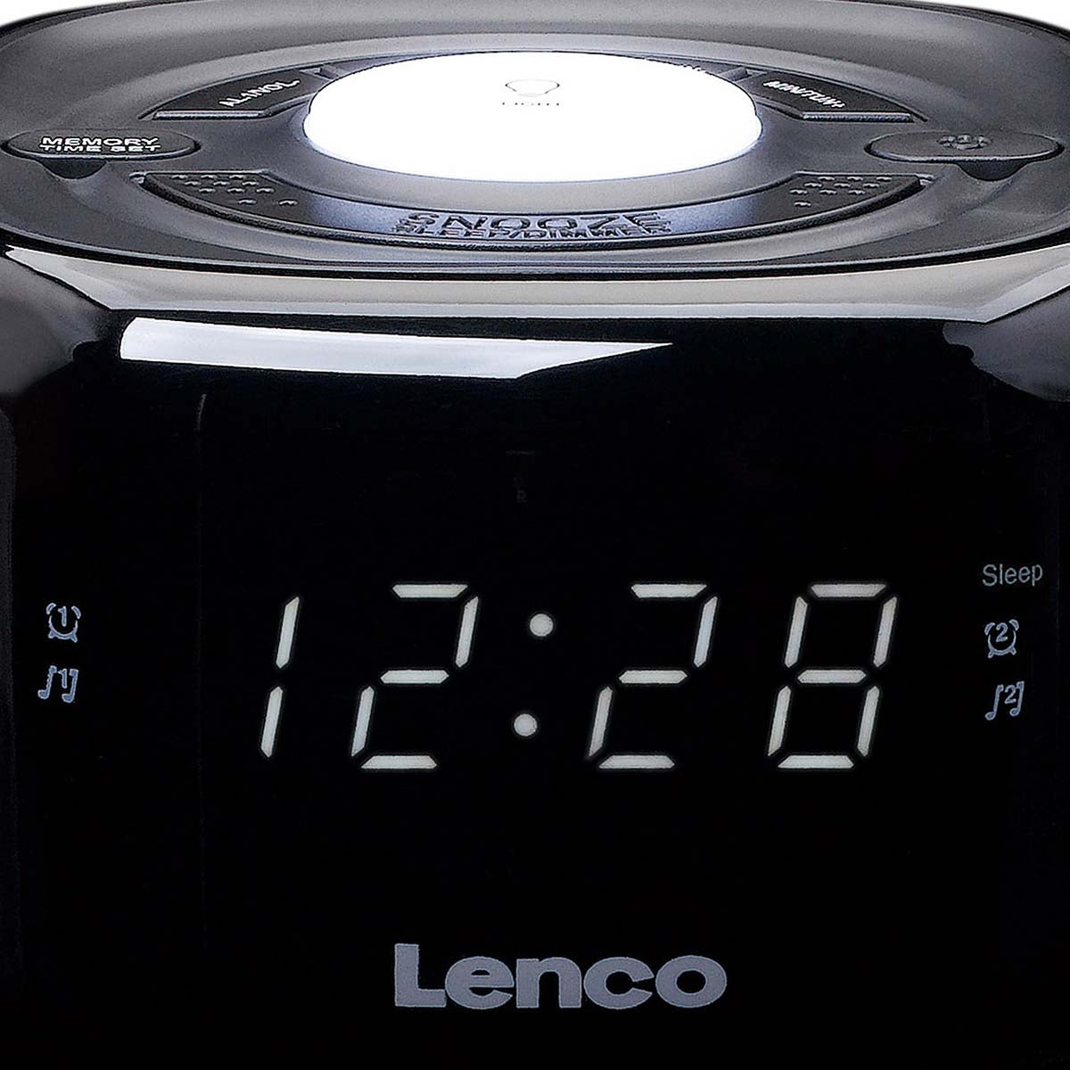 FM Clock Radio with Night Light Black