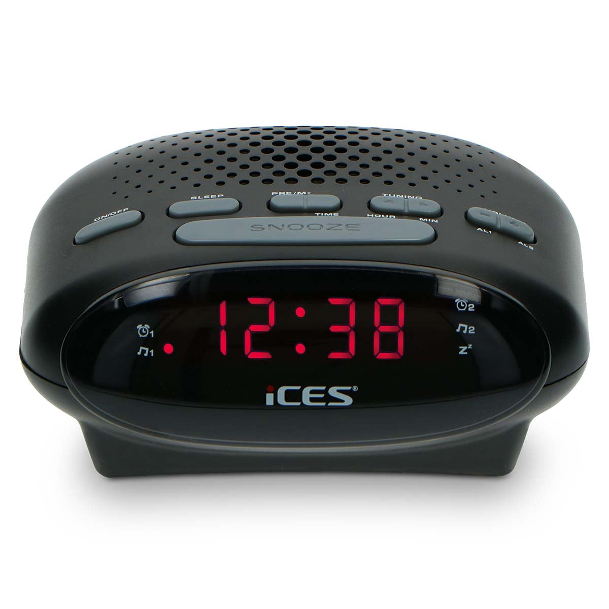 FM Clock Radio with Snooze and Dual Alarm, Black