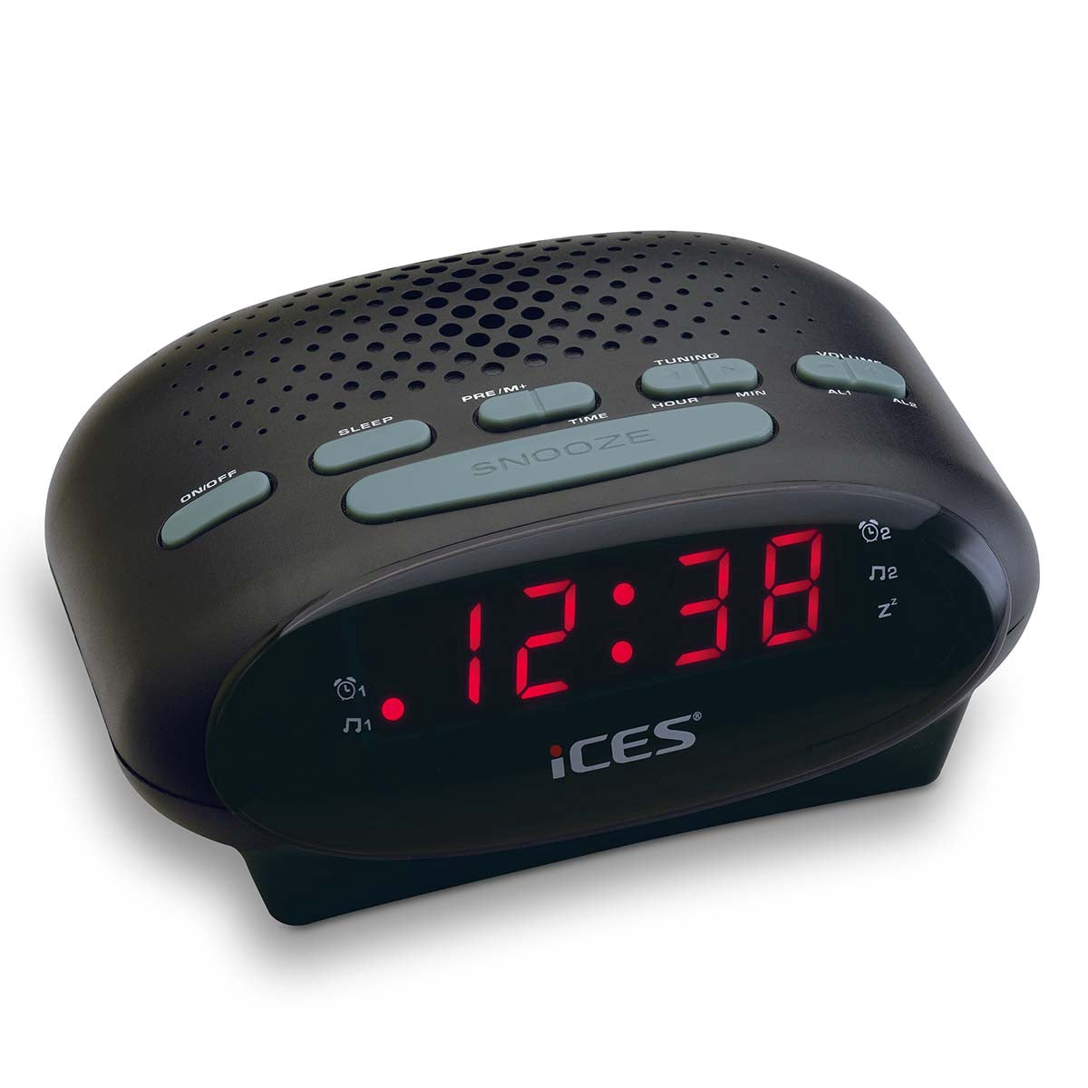 FM Clock Radio with Snooze and Dual Alarm, Black