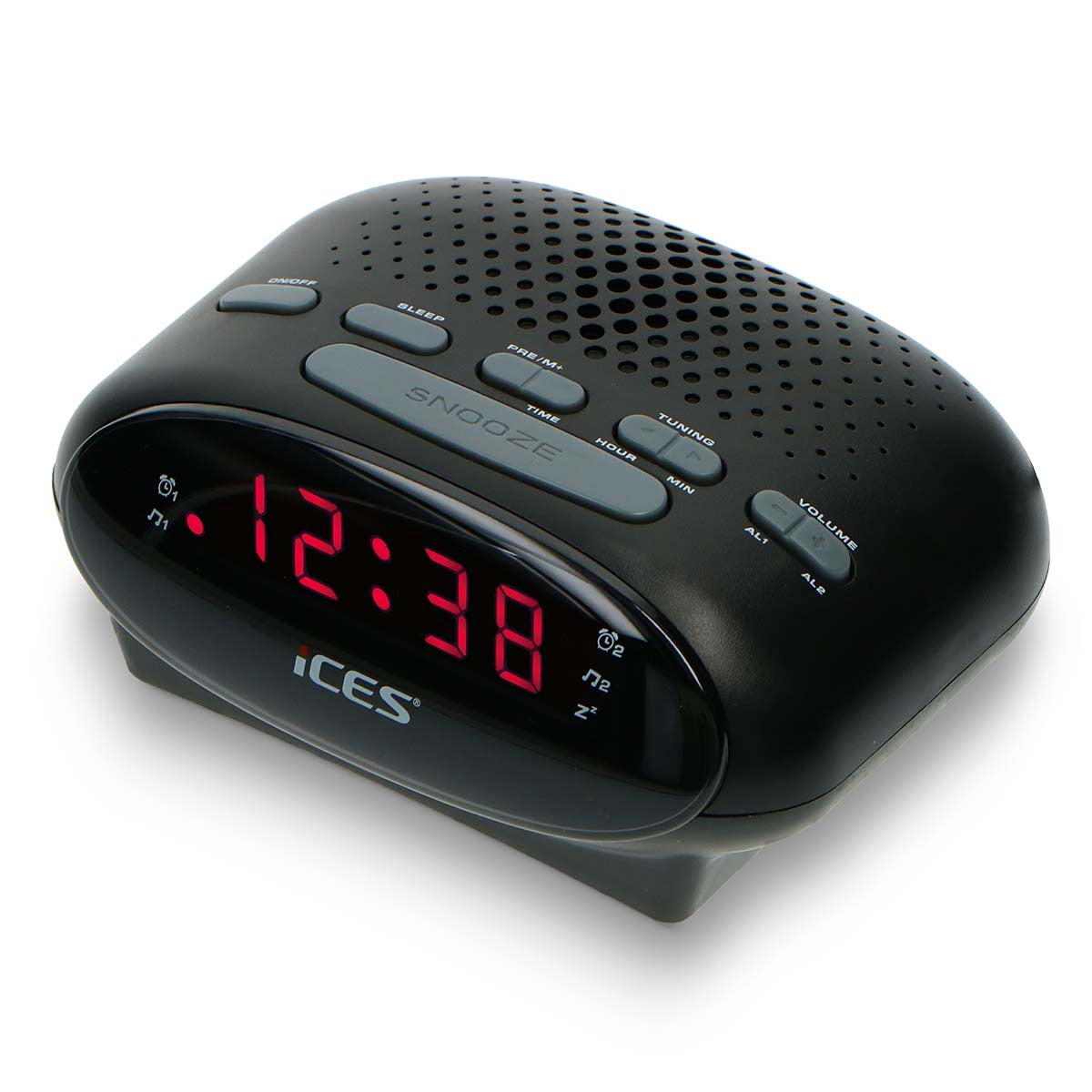 FM Clock Radio with Snooze and Dual Alarm, Black