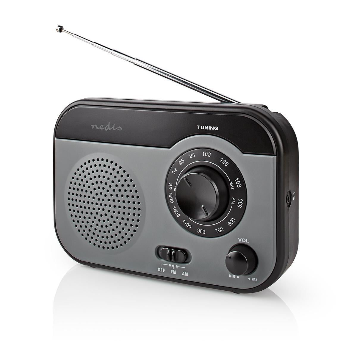 FM Radio | Portable design | AM / FM | Battery operated / Power adapter | Analog | 1.8 W| Black White Screen | Bluetooth® | Headphone jack | Carrying handle | Grey/Black