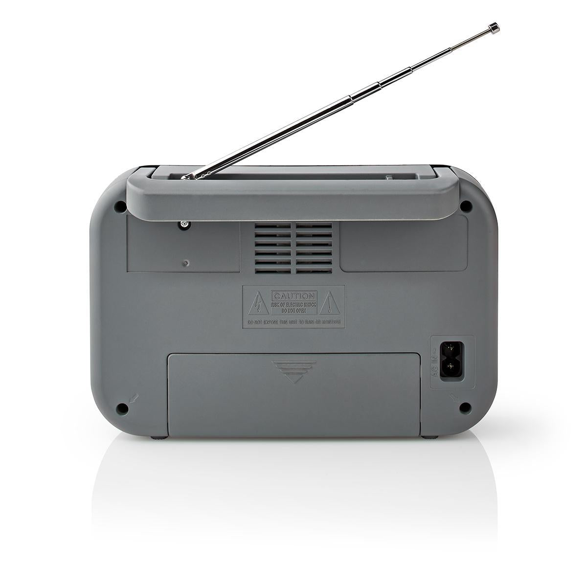 FM Radio | Portable design | AM / FM | Battery operated / Power adapter | Analog | 1.8 W| Black White Screen | Bluetooth® | Headphone jack | Carrying handle | Grey/Black