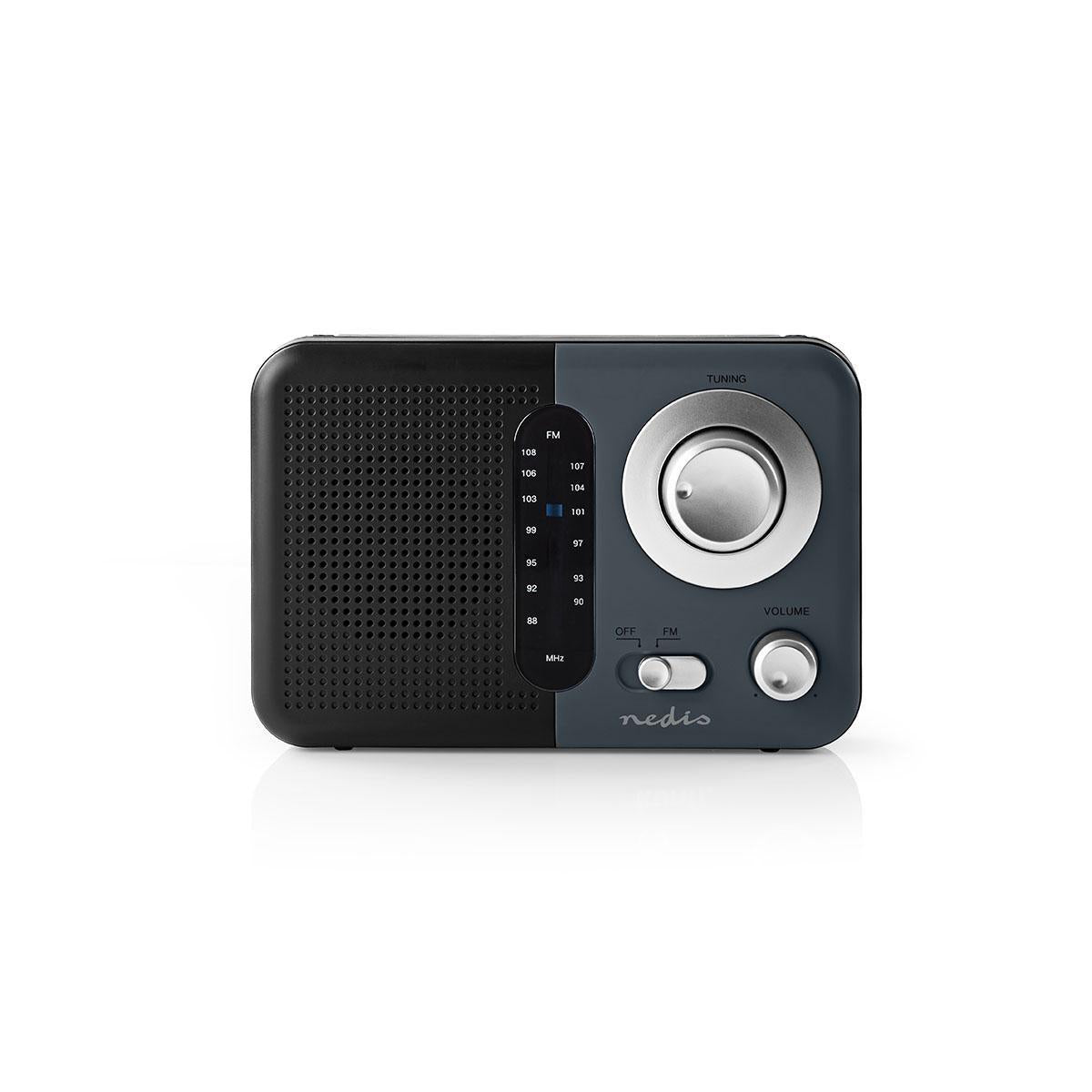 FM Radio | Portable design | FM | Battery operated / Power adapter | Analog | 2.4 W| Black White Screen | Bluetooth® | Headphone jack | Carrying handle | Grey/Black
