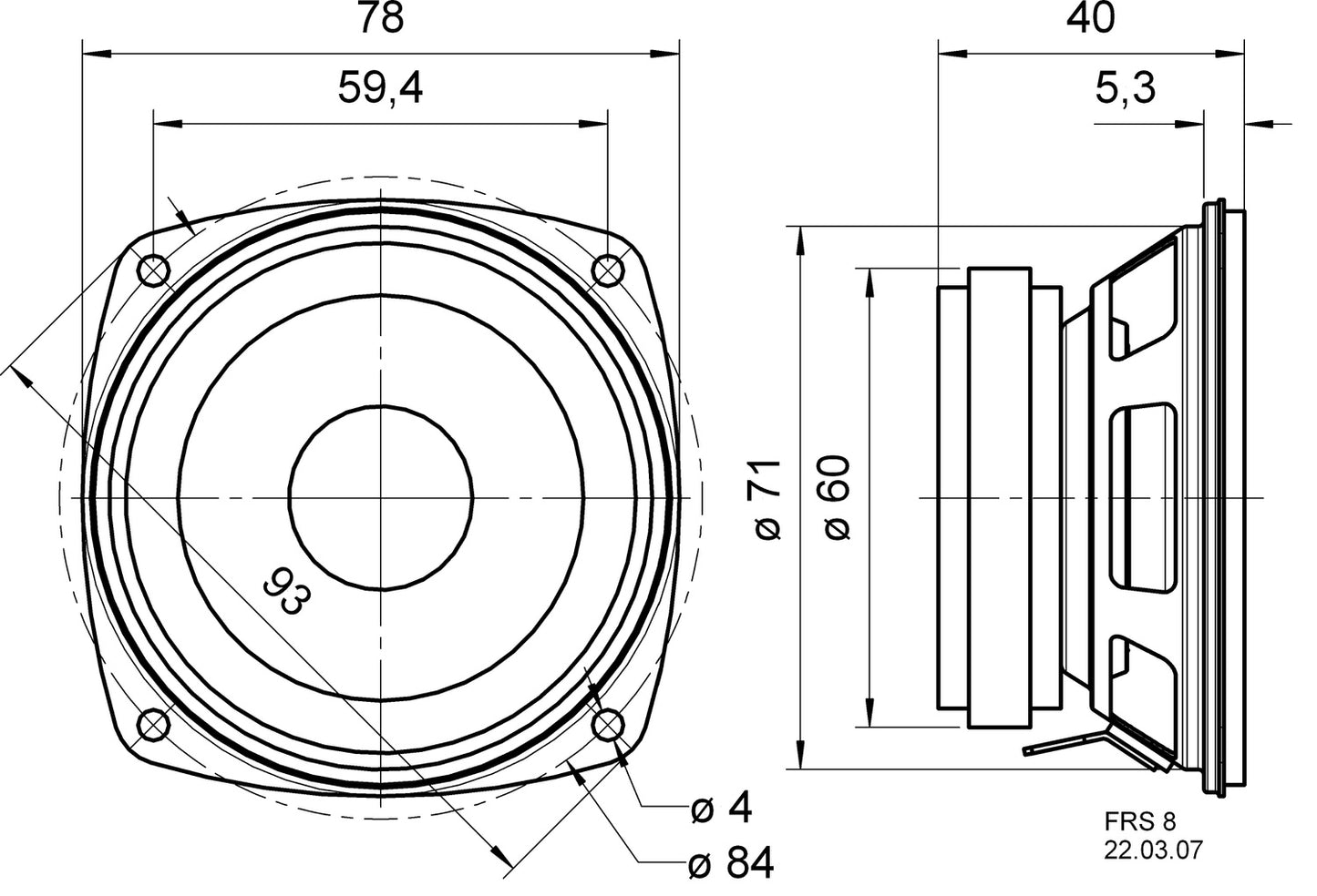 FRS 8 - 8 Ohm - 8 cm (3.3") HiFi full range driver
