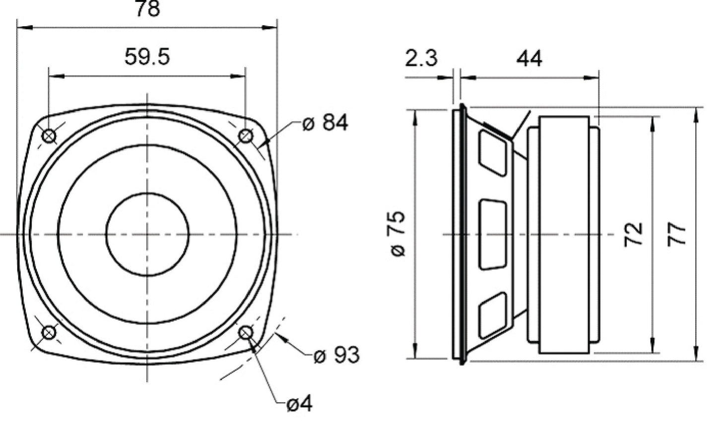 FRS 8 M - 8 Ohm - 8 cm (3.3") HiFi full range speaker