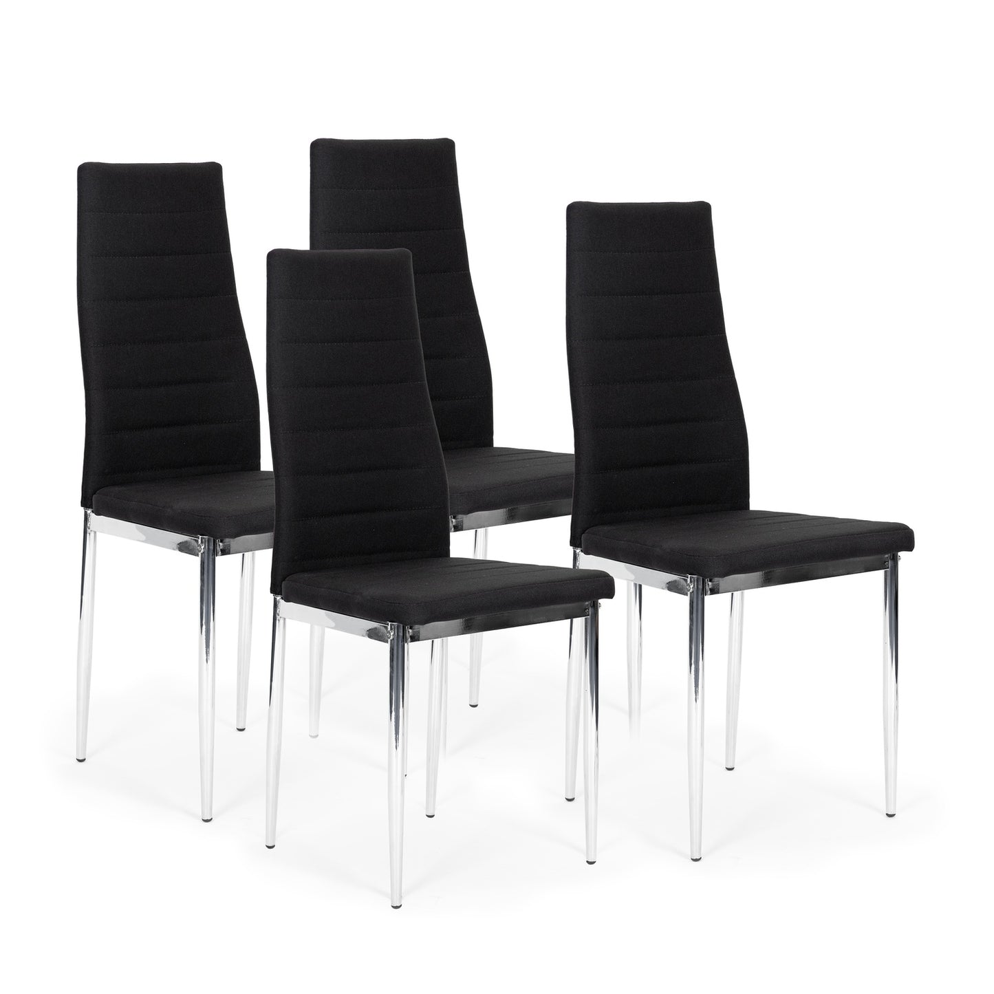 Fabric chairs with legs for living room and dining room, set of 4, black chrome, ModernHome