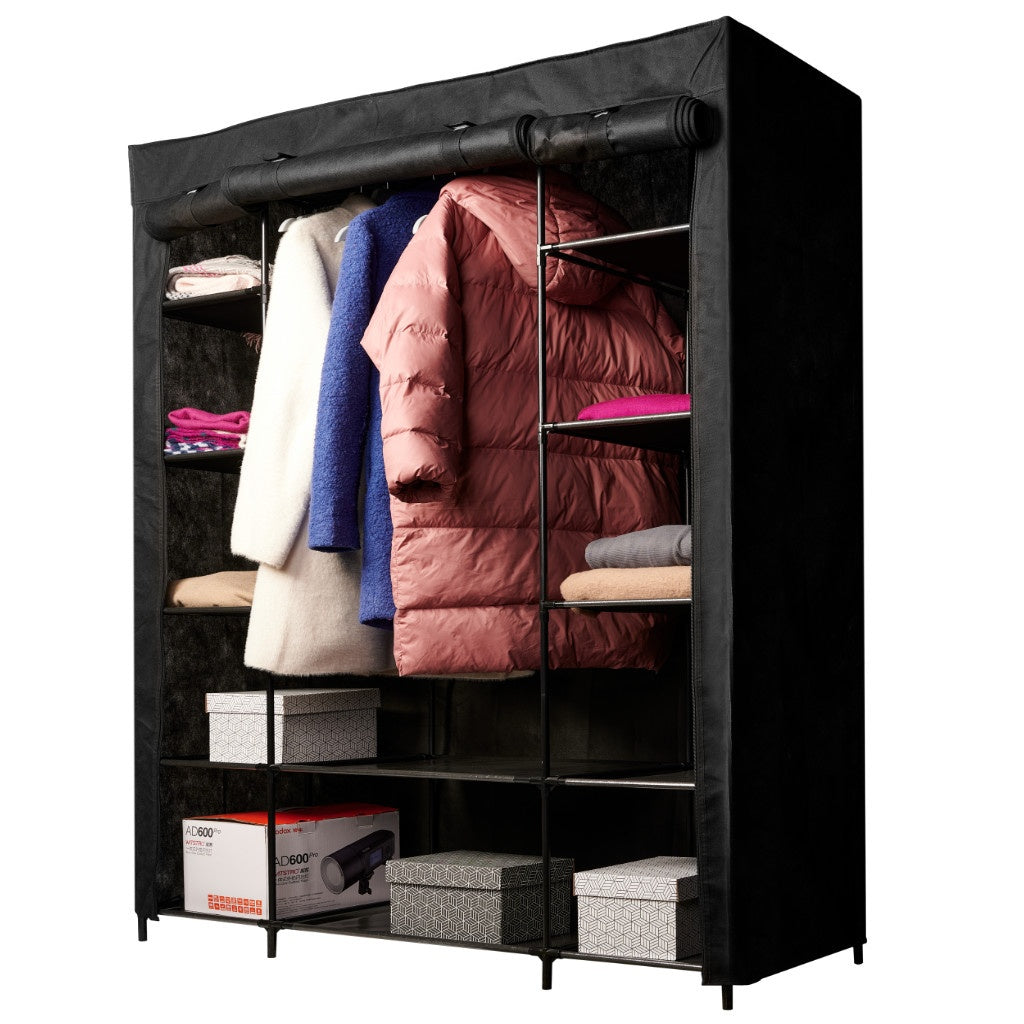 Fabric folding wardrobe textile wardrobe XXL black