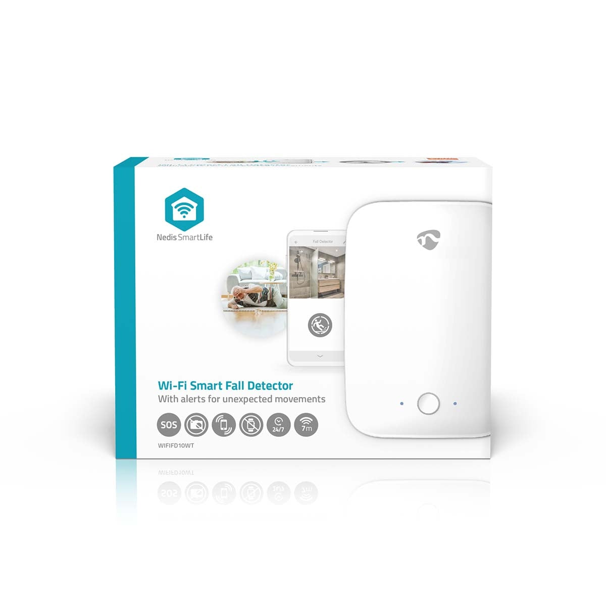 Fall Detector | Wi-Fi | Detection range: 7 m | Effective field of view (horizontal): ±45° | Effective field of view (vertical): ±45° | IP54 | White
