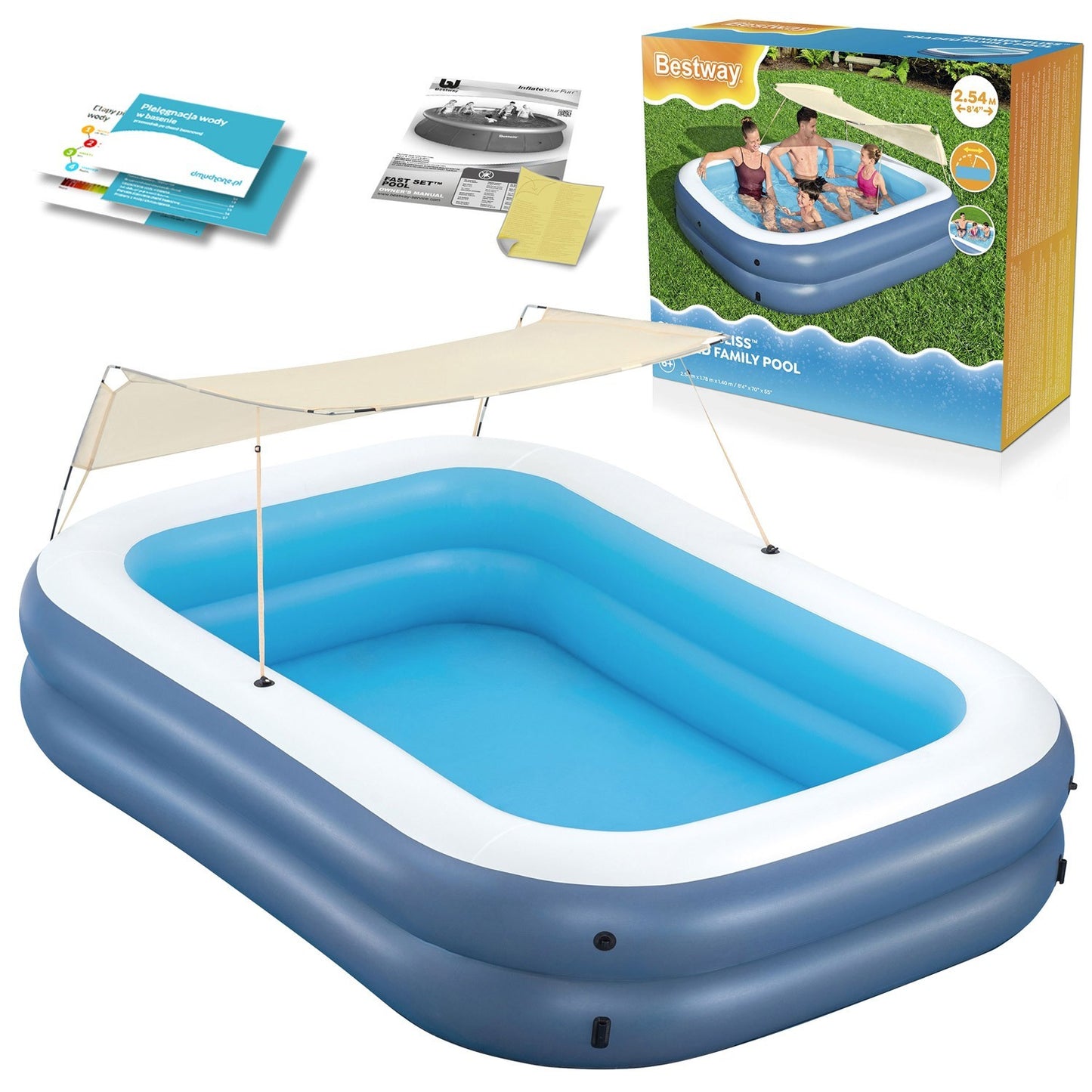 Family inflatable pool with roof 254 x 174 x 140 cm Bestway 54449