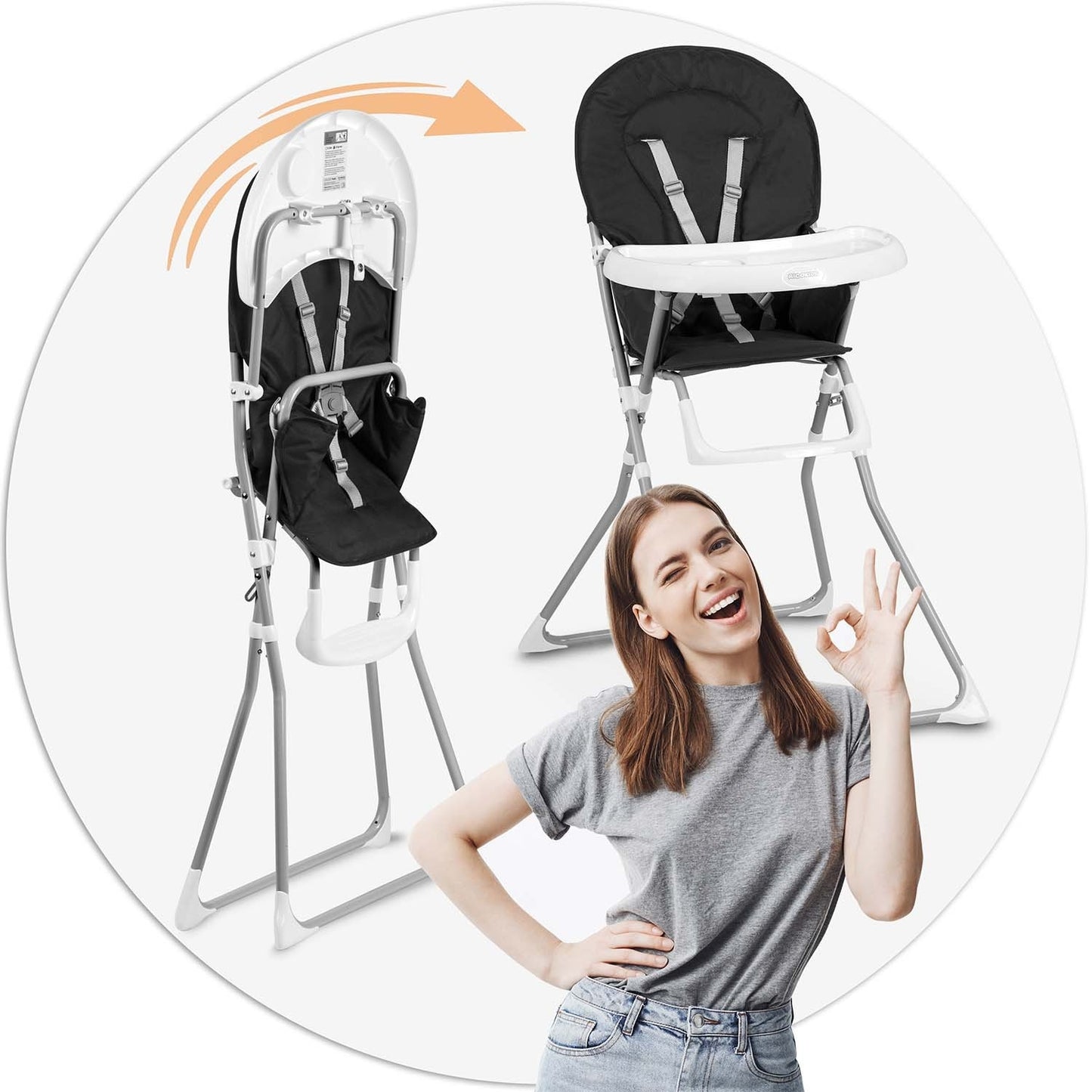 Fando 7067 grey-black feeding chair