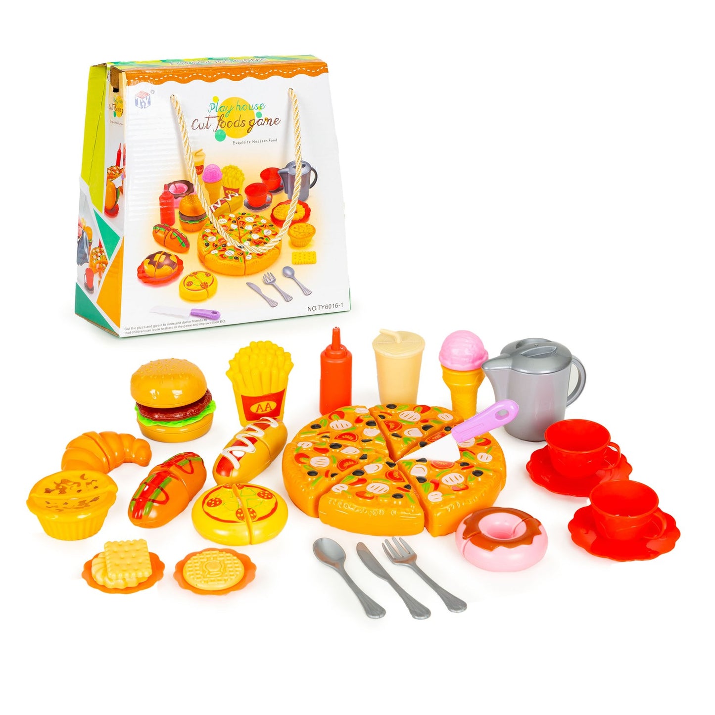 Fast food pizza french fries hotdog toy set for children with Velcro