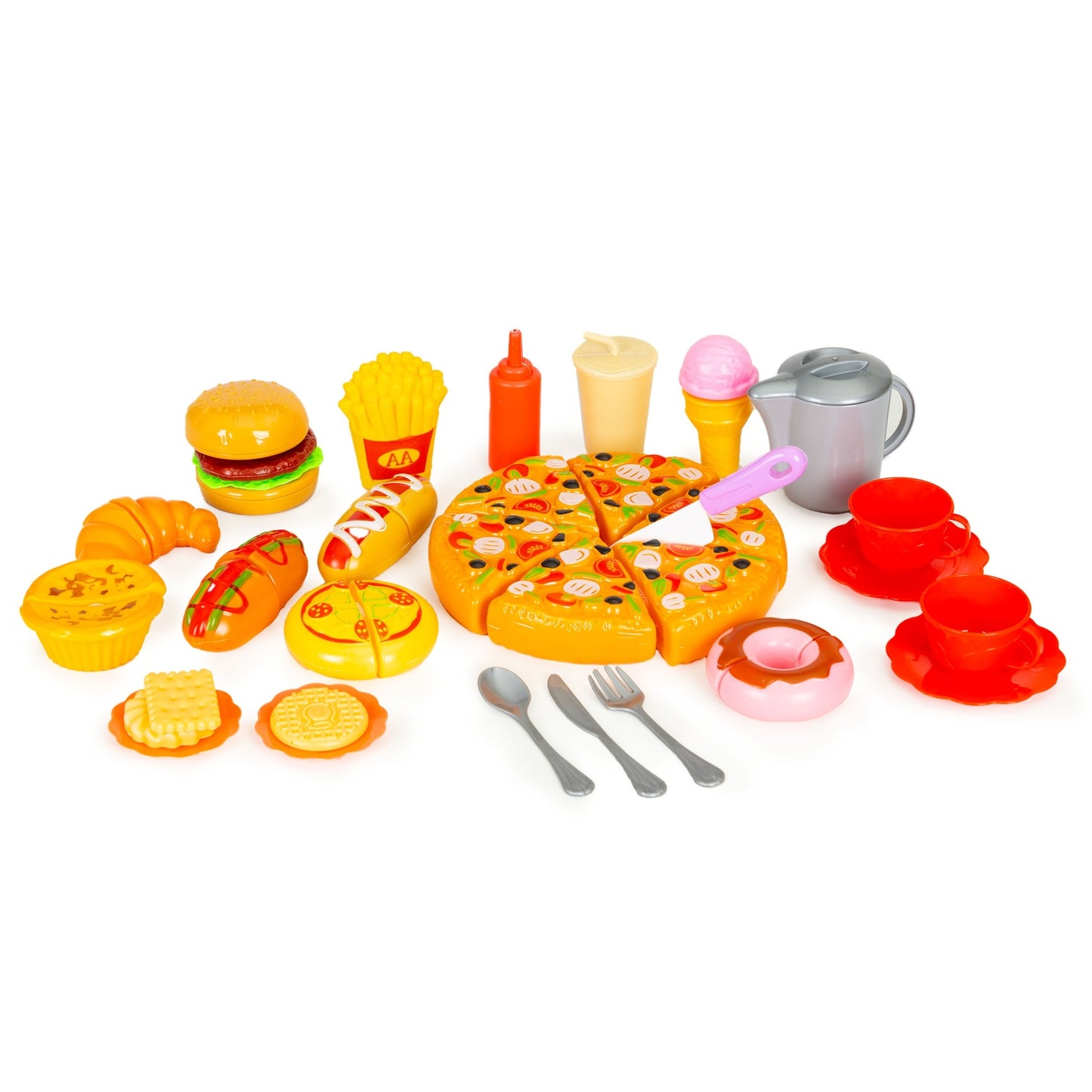 Fast food pizza french fries hotdog toy set for children with Velcro