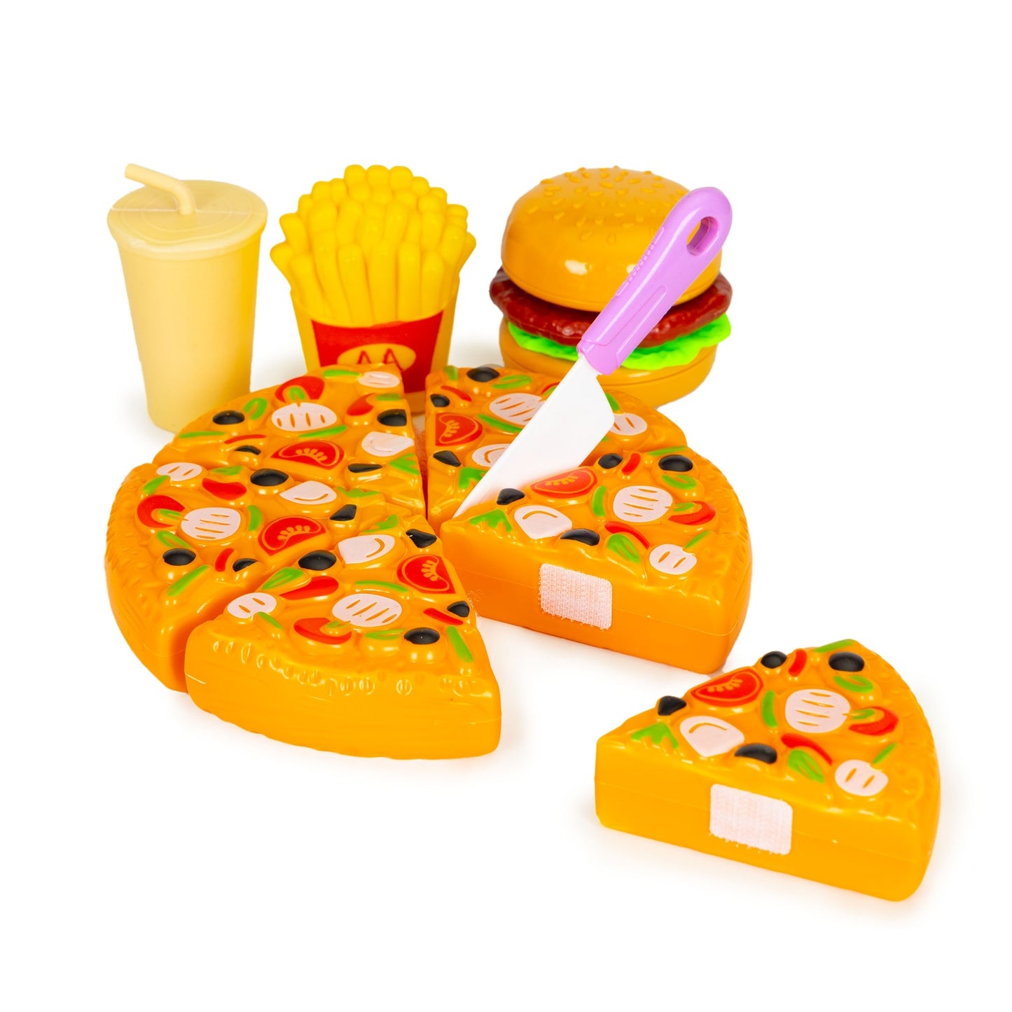 Fast food pizza french fries hotdog toy set for children with Velcro