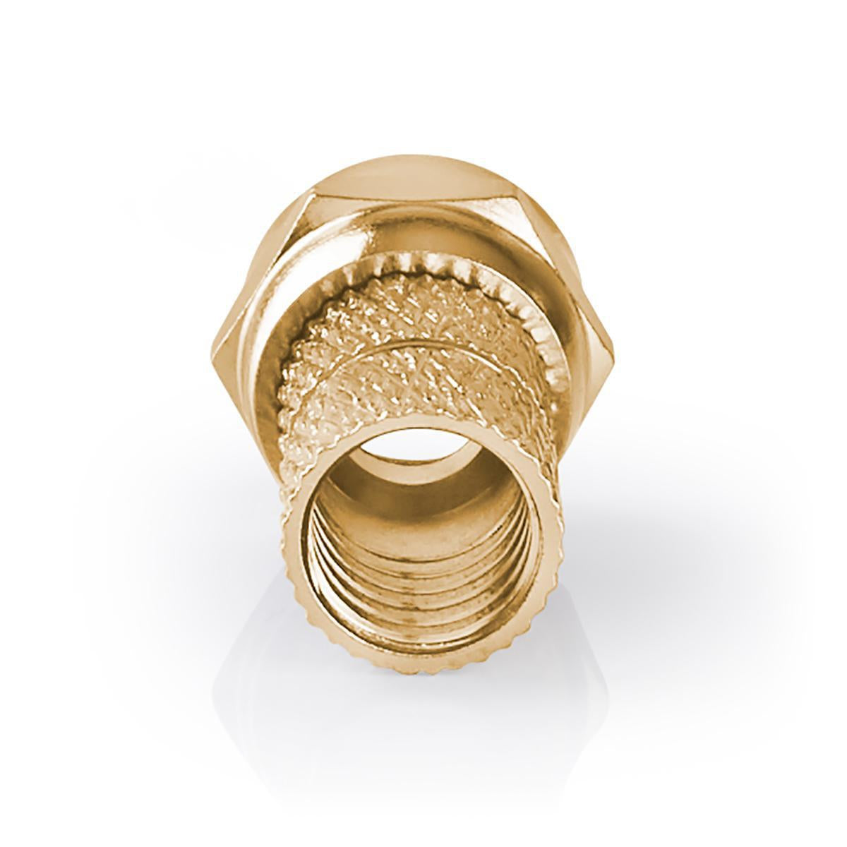 F connector | Straight | Male | Gold Plated | 75 Ohm | Twist-On | Cable input diameter: 5.5 mm | Copper | Metal | 2 pcs. | Cardboard box with window