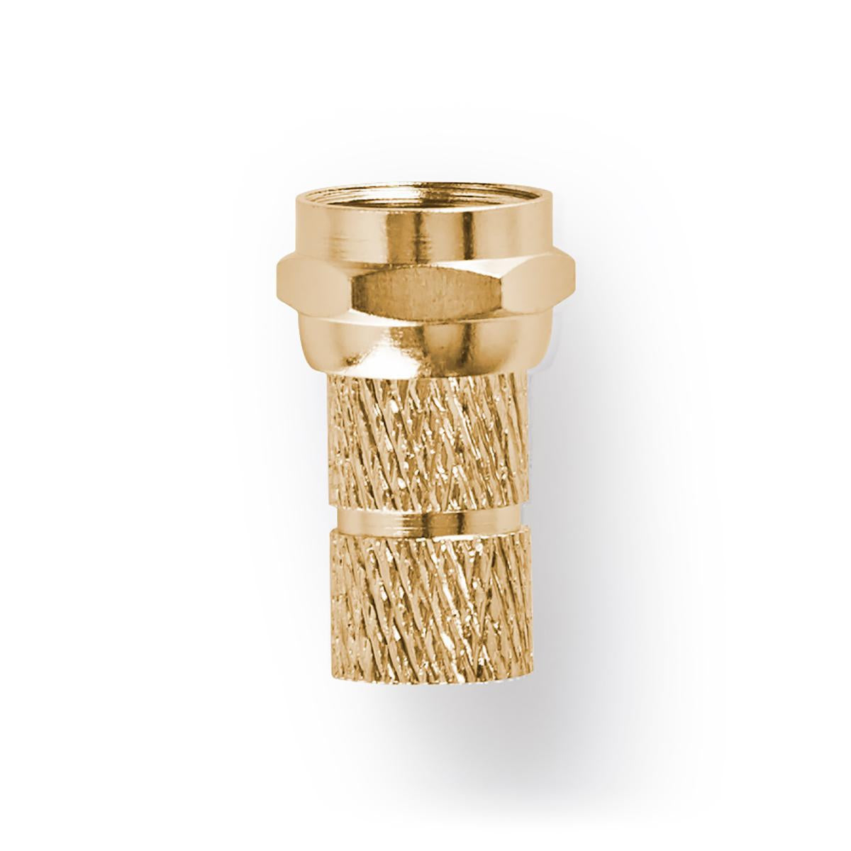 F connector | Straight | Male | Gold Plated | 75 Ohm | Twist-On | Cable input diameter: 7 mm | Copper | Metal | 2 pcs. | Cardboard box with window