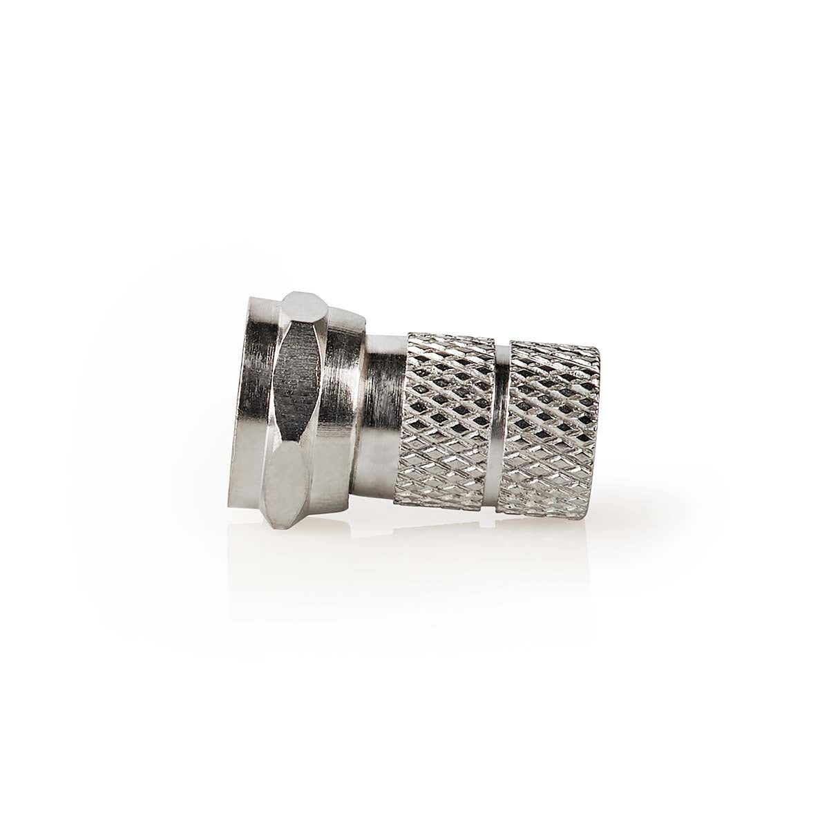 F connector | Straight | Male | Nickel Plated | 75 Ohm | Twist-On | Cable input diameter: 7.0 mm | Zinc Alloy | Silver | 5 pcs. | Box