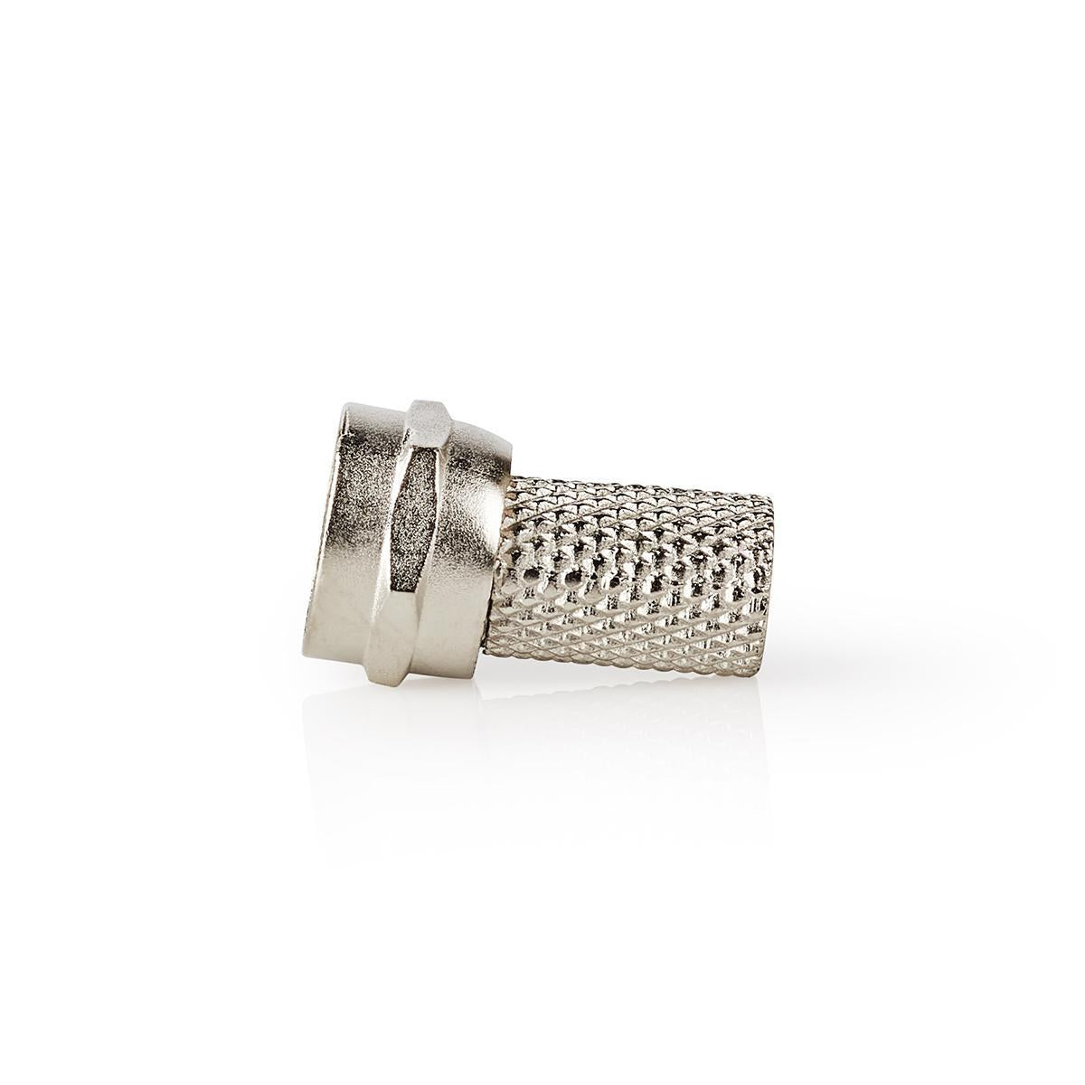 F connector | Straight | Male | Nickel Plated | 75 Ohm | Twist-On | Cable input diameter: 7.4 mm | Zinc Alloy | Silver | 25 pcs. | Plastic bag