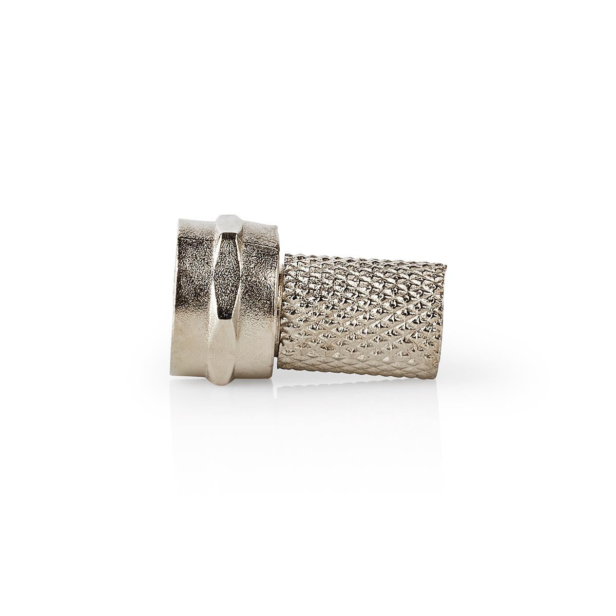 F connector | Straight | Male | Nickel Plated | 75 Ohm | Twist-On | Cable input diameter: 7.5 mm | Zinc Alloy | Silver | 25 pcs. | Plastic bag