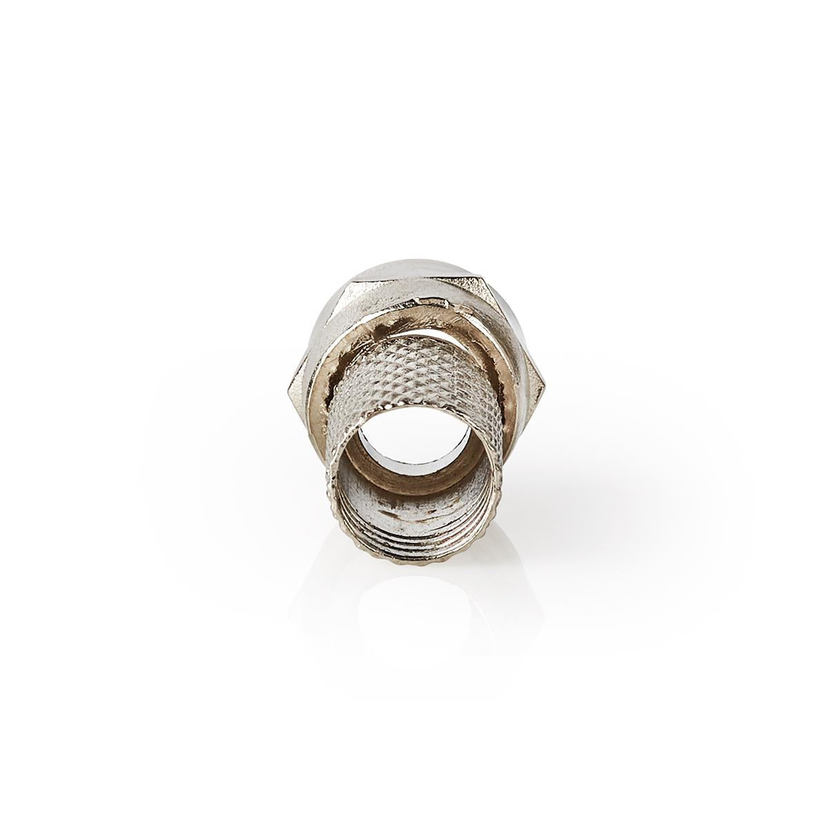 F connector | Straight | Male | Nickel Plated | 75 Ohm | Twist-On | Cable input diameter: 7.5 mm | Zinc Alloy | Silver | 25 pcs. | Plastic bag