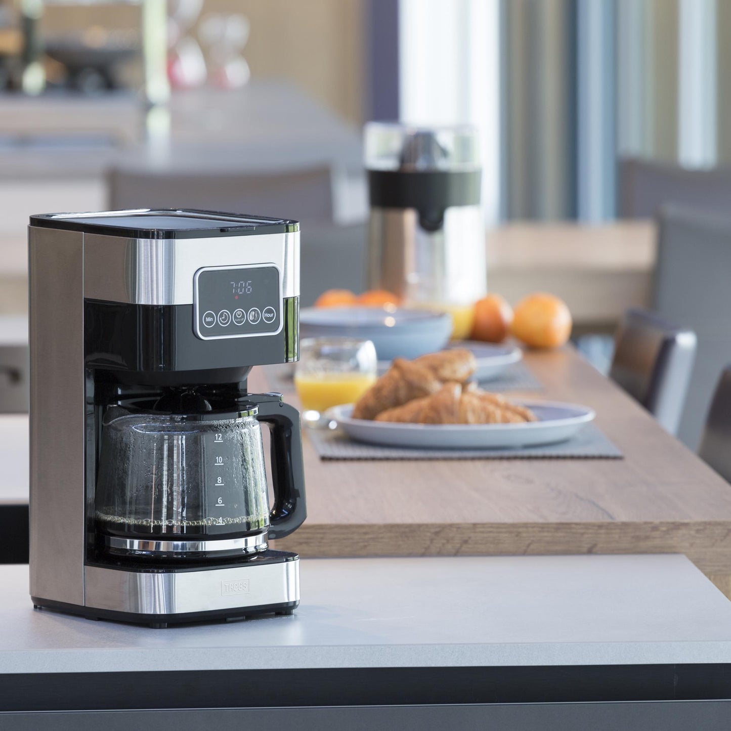 Filter Coffee Maker, 1.5L Stainless Steel, Drip Stop