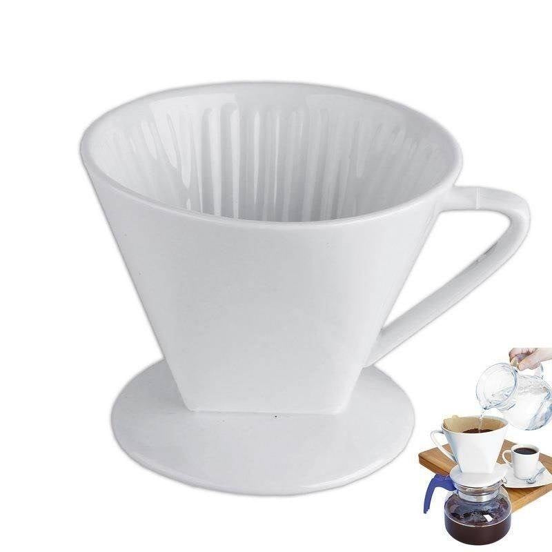 Filter holder for coffee in white porcelain, reusable